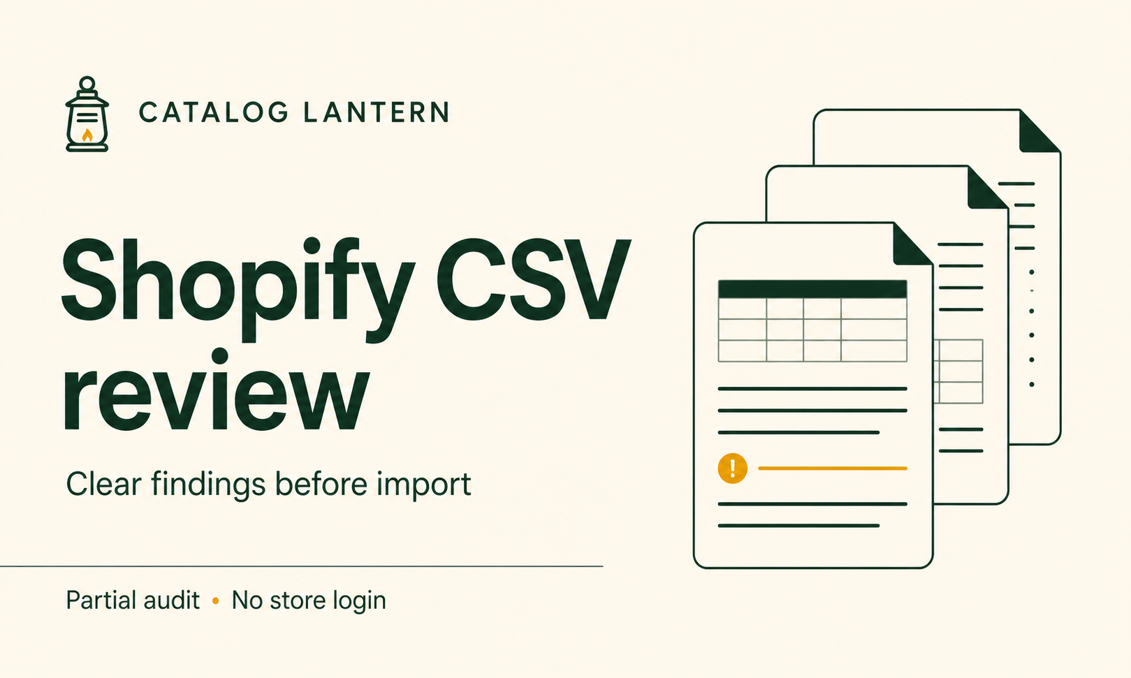 Catalog Lantern Shopify product CSV review cover